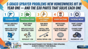 5 Graco Sprayer Problems New Homeowners Hit in Year One — And the $30 Parts That Solve Each One